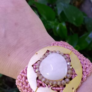 Brazalete Macrame en Seda Rosa